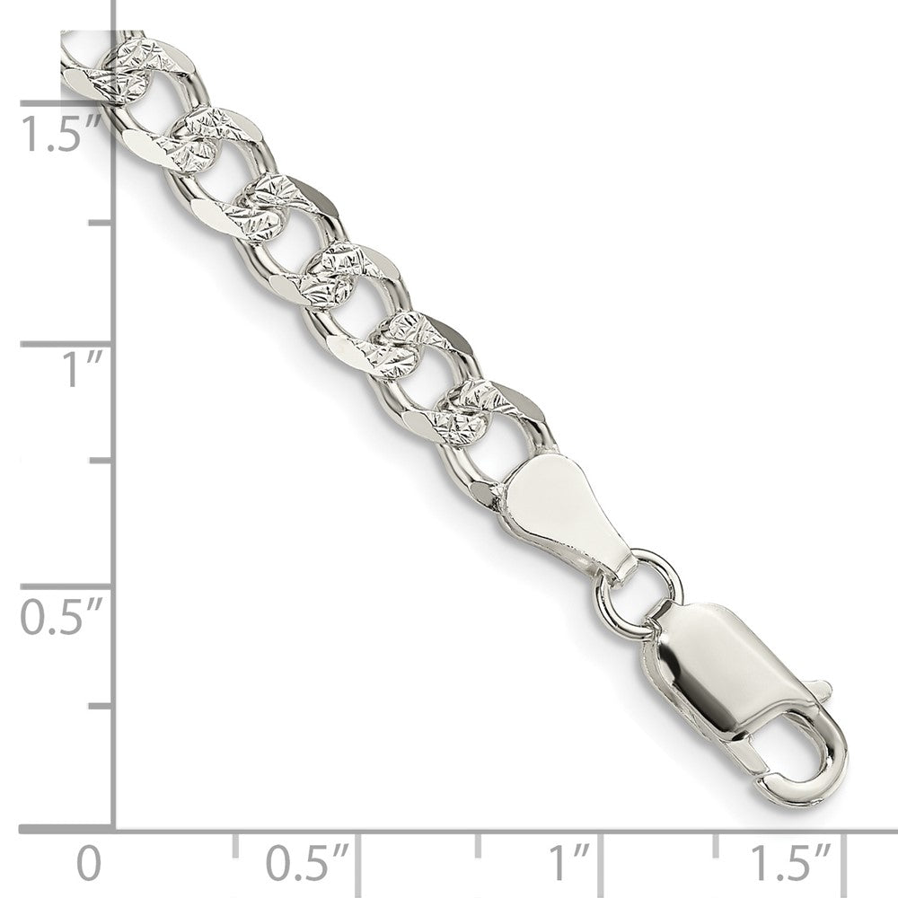 FJC Finejewelers 925 Sterling Silver Pavé Curb Bracelet Chain 8 Inches x 5.5 mm