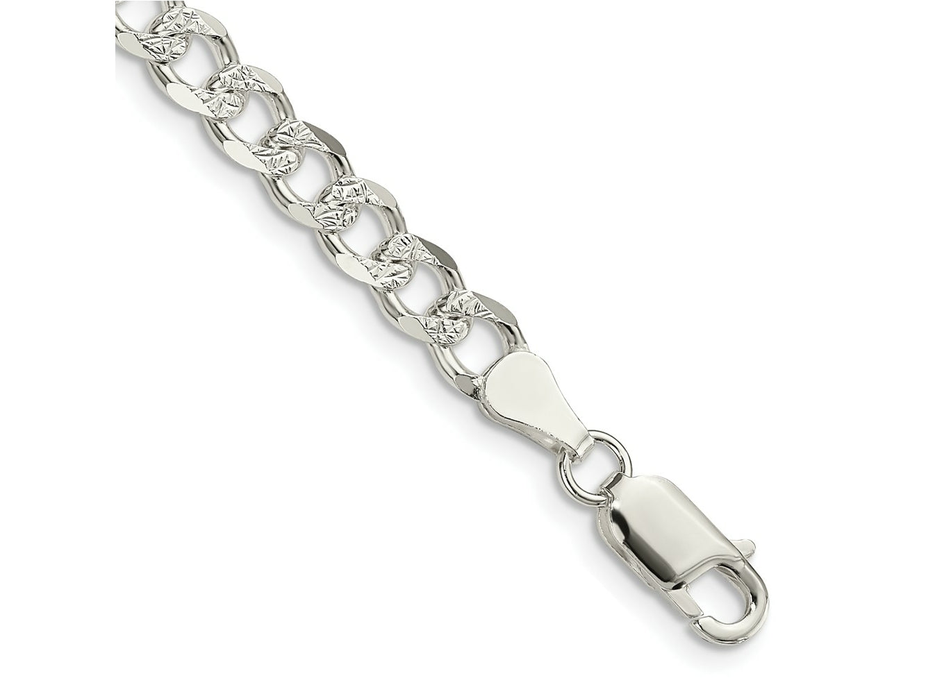 FJC Finejewelers 925 Sterling Silver Pavé Curb Bracelet Chain 8 Inches x 5.5 mm