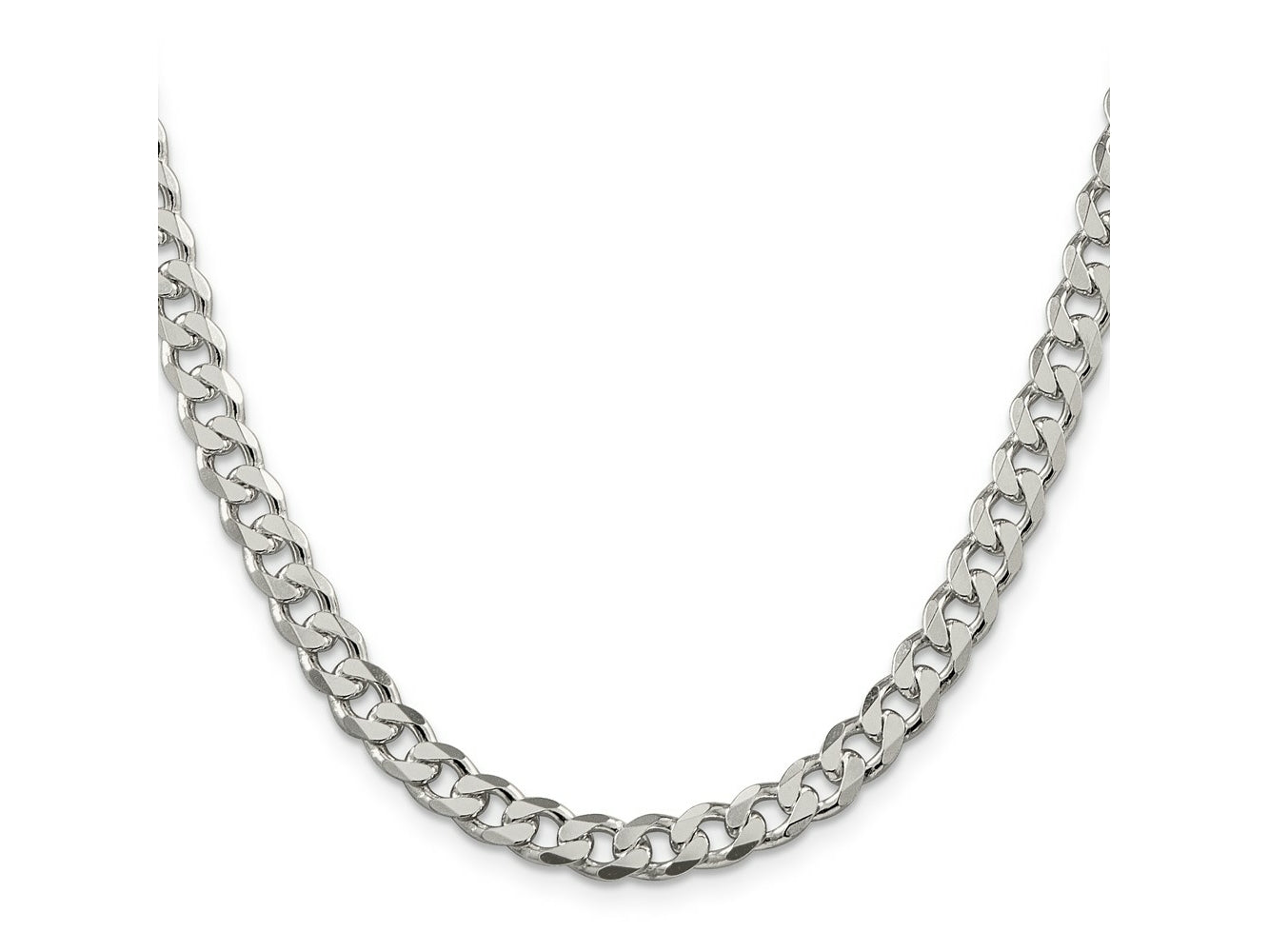 FJC Finejewelers 925 Sterling Silver Pavé Curb Chain 20 Inches x 7 mm