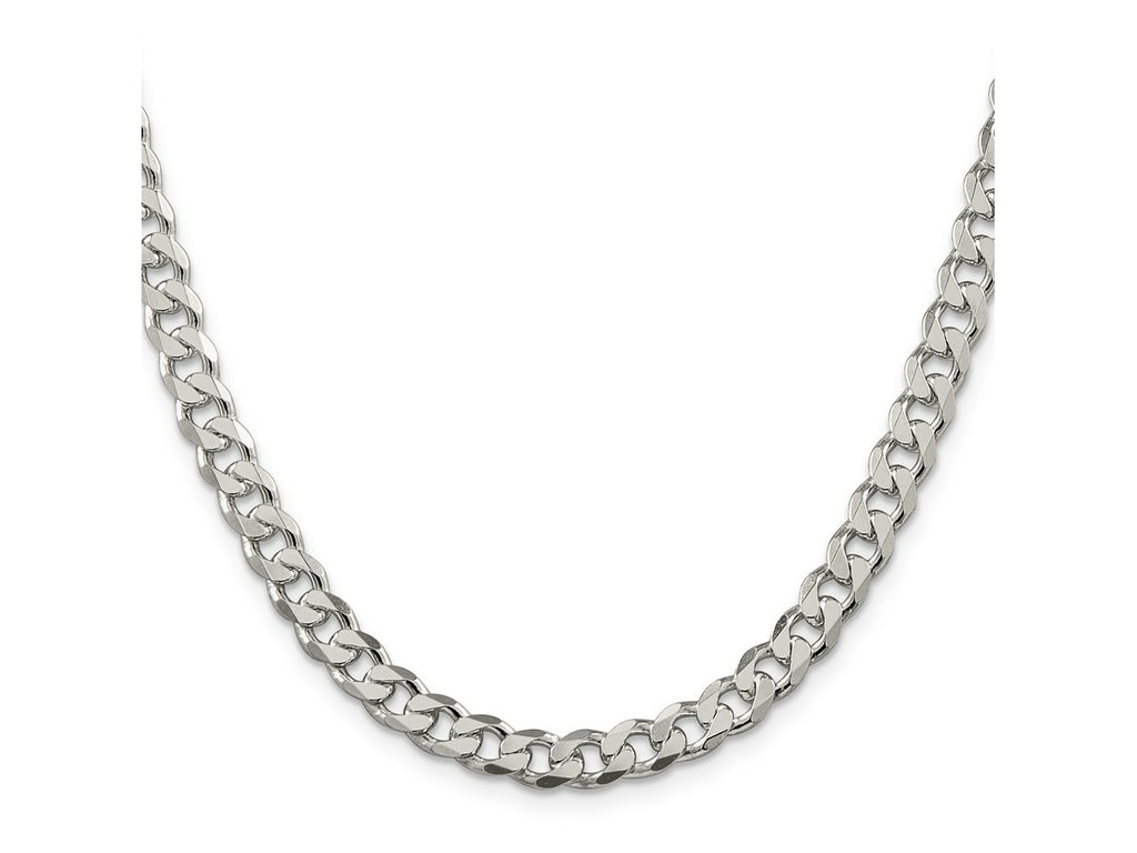 FJC Finejewelers 925 Sterling Silver Pavé Curb Chain 24 Inches x 7 mm