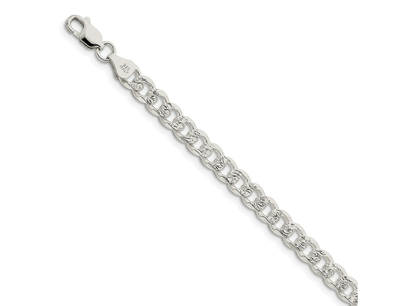 FJC Finejewelers 925 Sterling Silver Pavé Curb Bracelet Chain 7 Inches x 7 mm