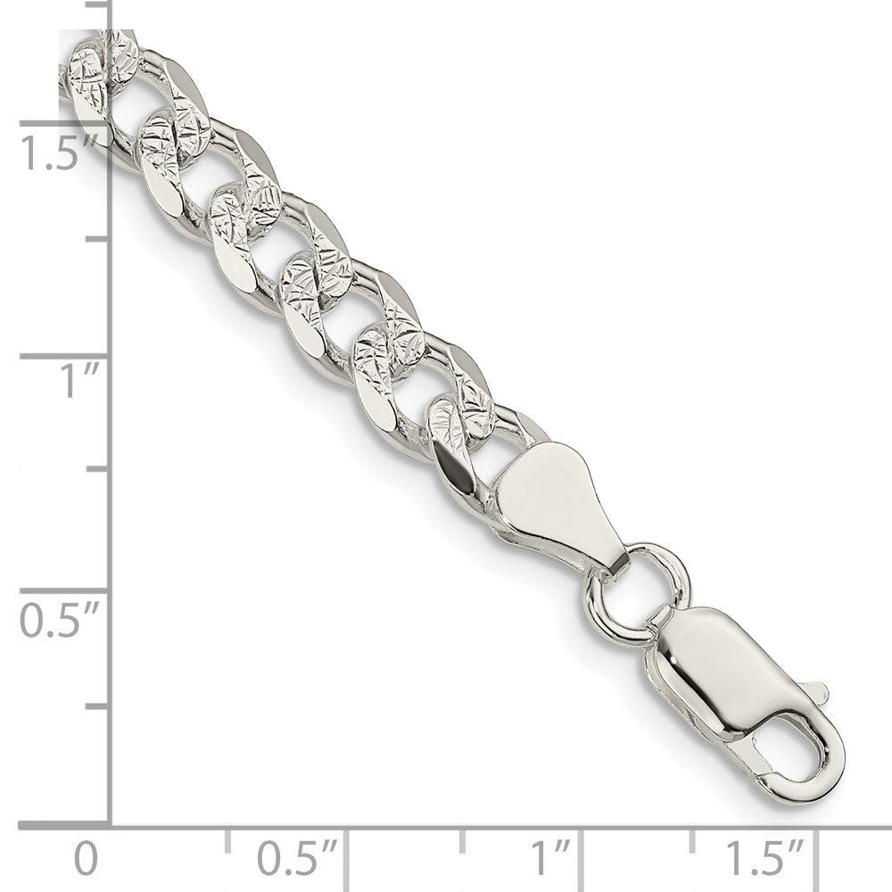 FJC Finejewelers 925 Sterling Silver Pavé Curb Bracelet Chain 8 Inches x 7 mm