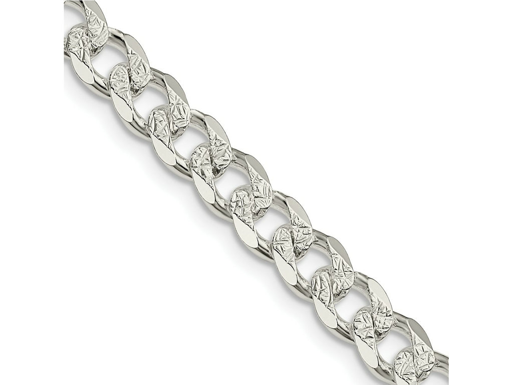 FJC Finejewelers 925 Sterling Silver Pave Curb Bracelet Chain 9 Inches x 7 mm