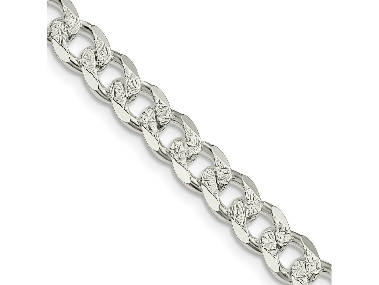 FJC Finejewelers 925 Sterling Silver Pave Curb Bracelet Chain 9 Inches x 7 mm