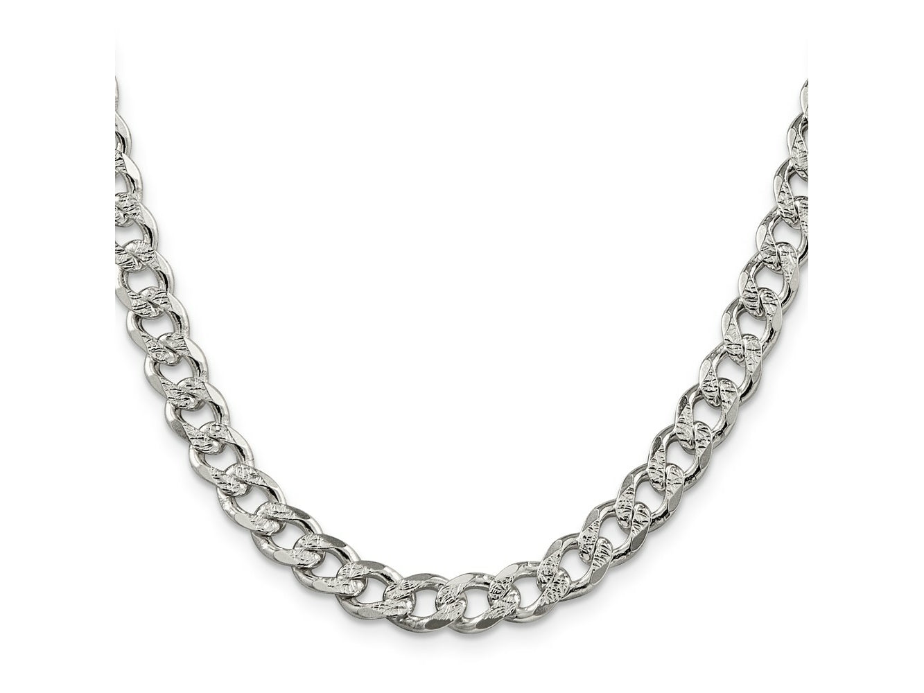 FJC Finejewelers 925 Sterling Silver Pavé Curb Chain 20 Inches x 7.5 mm