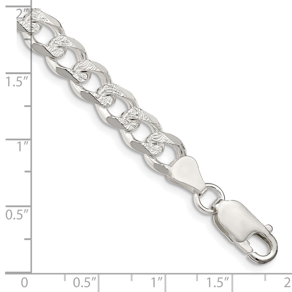 FJC Finejewelers 925 Sterling Silver Pavé Curb Bracelet Chain 8 Inches x 7.5 mm