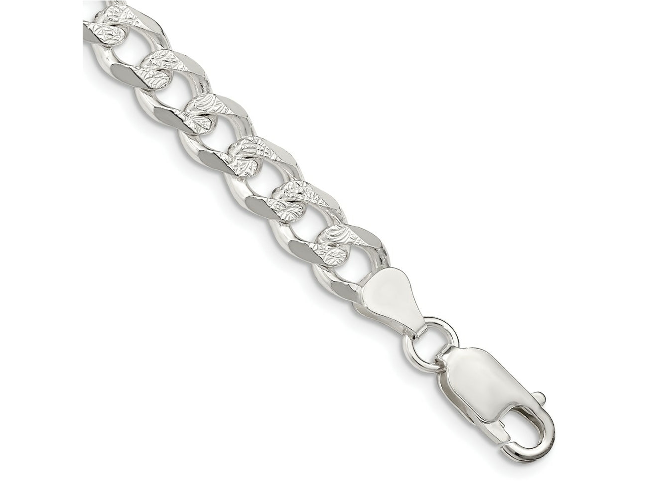 FJC Finejewelers 925 Sterling Silver Pavé Curb Bracelet Chain 8 Inches x 7.5 mm