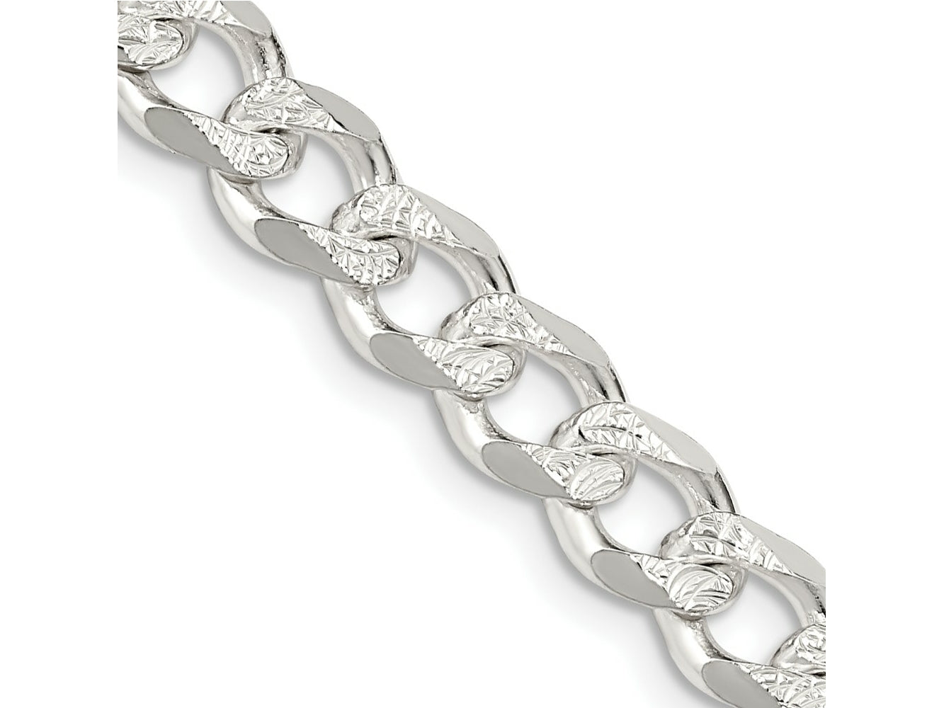 FJC Finejewelers 925 Sterling Silver Pave Curb Bracelet Chain 9 Inches x 7.5 mm