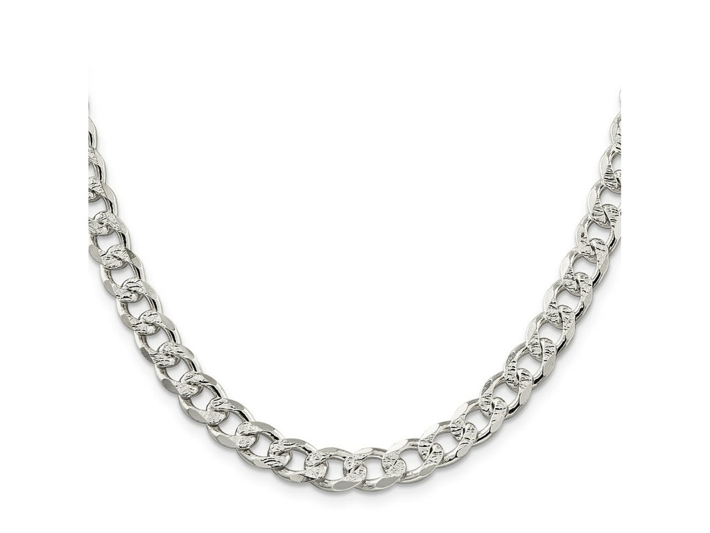 FJC Finejewelers 925 Sterling Silver Pavé Curb Chain 20 Inches x 8 mm