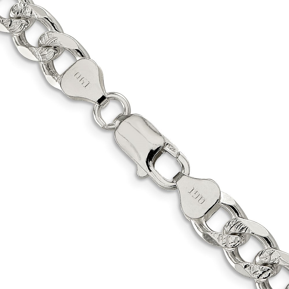 FJC Finejewelers 925 Sterling Silver Pave Curb Chain 22 Inches x 8 mm