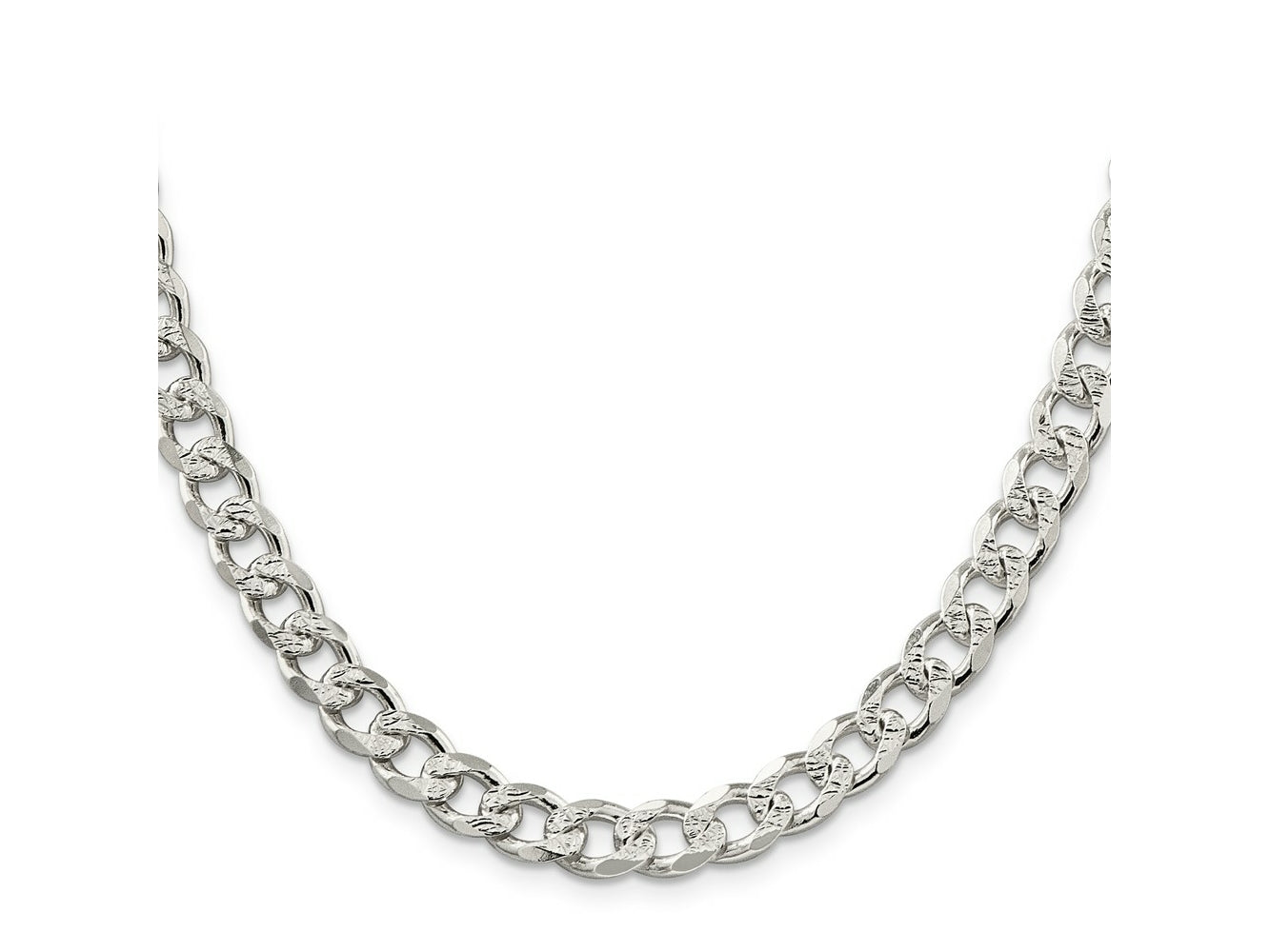 FJC Finejewelers 925 Sterling Silver Pavé Curb Chain 24 Inches x 8 mm