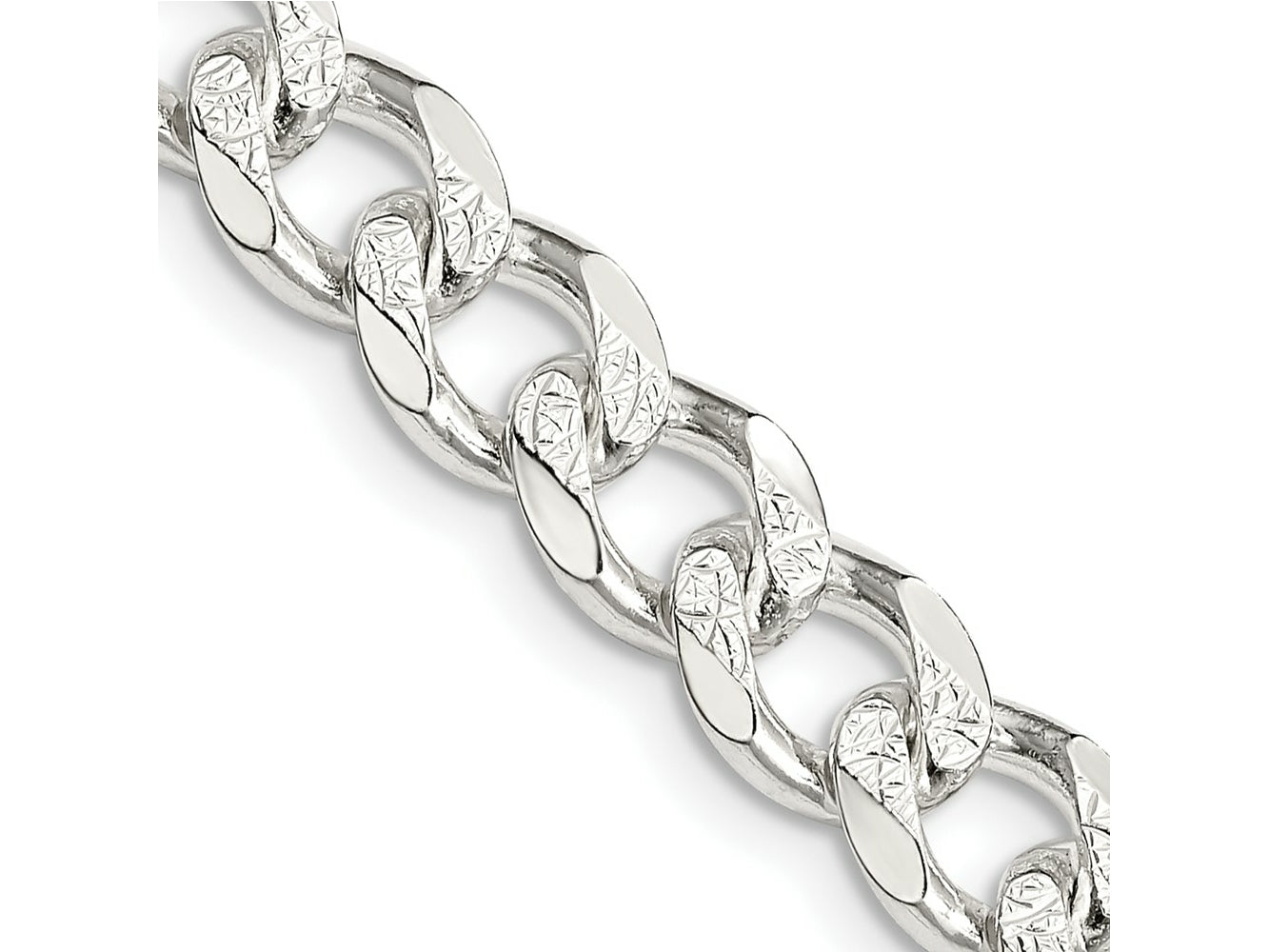 FJC Finejewelers 925 Sterling Silver Pavé Curb Bracelet Chain 9 Inches x 8 mm
