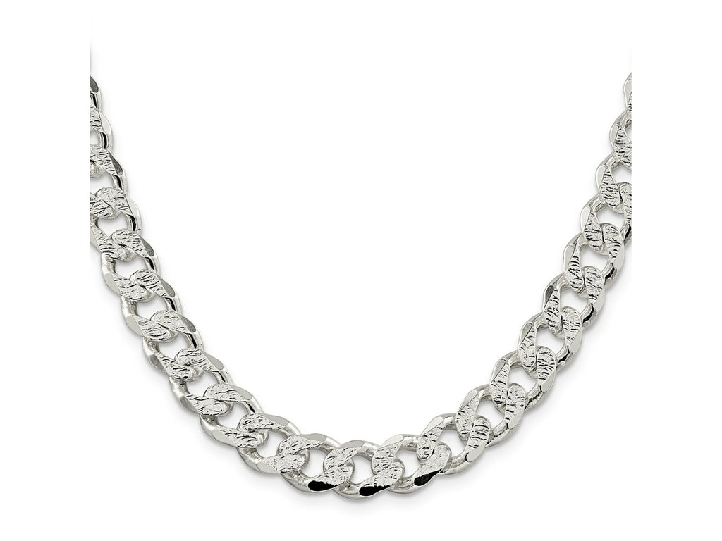 FJC Finejewelers 925 Sterling Silver Pavé Curb Chain 24 Inches x 10.5 mm