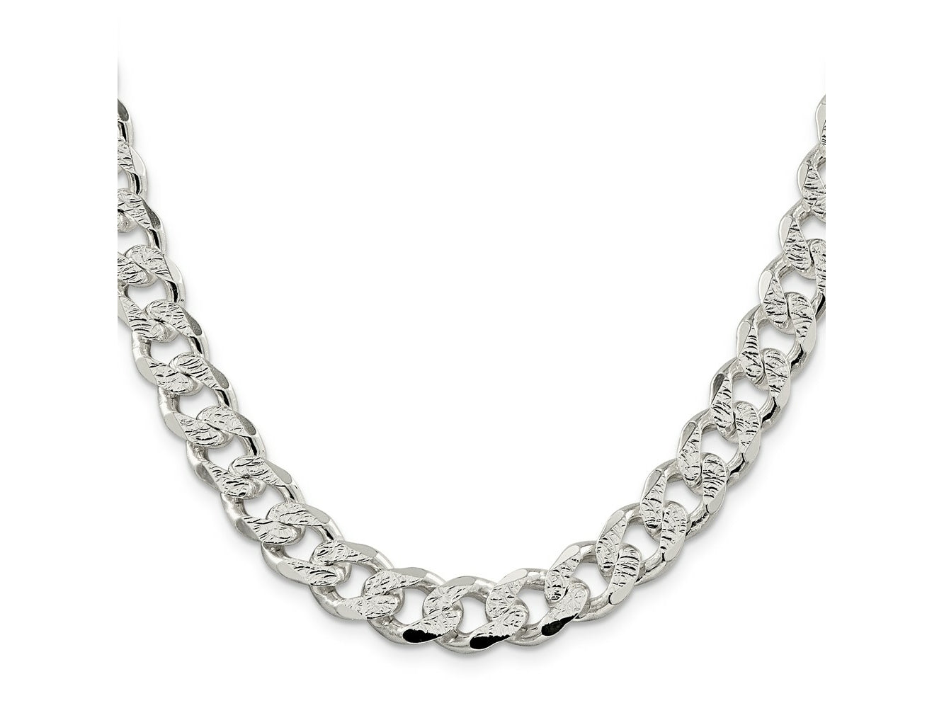 FJC Finejewelers 925 Sterling Silver Pavé Curb Chain 24 Inches x 10.5 mm