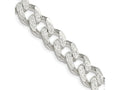 FJC Finejewelers 925 Sterling Silver Pavé Curb Bracelet Chain 9 Inches x 10.5 mm