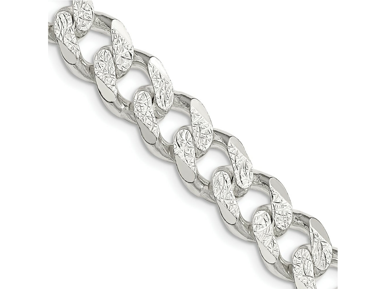 FJC Finejewelers 925 Sterling Silver Pavé Curb Bracelet Chain 9 Inches x 10.5 mm