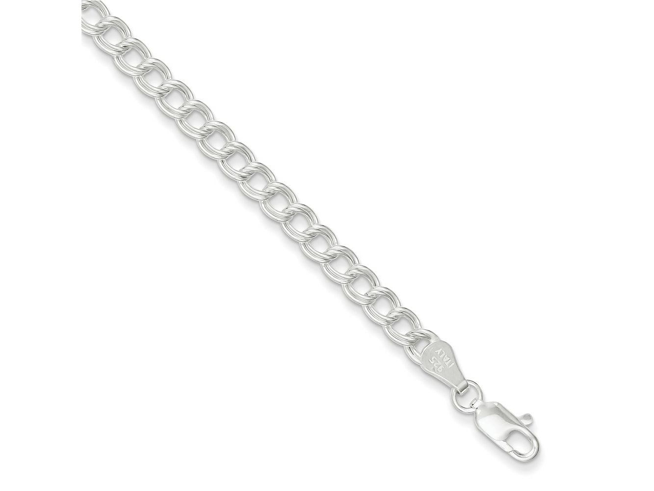 FJC Finejewelers 925 Sterling Silver Double Link Charm Bracelet 8 Inches x 5 mm