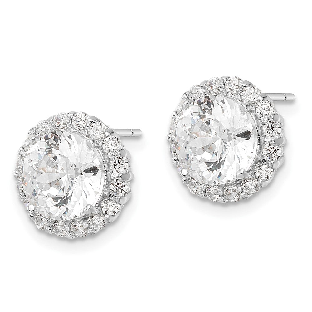 FJC Finejewelers 925 Sterling Silver Button Round CZ Halo Post Earrings 11 mm x 11 mm