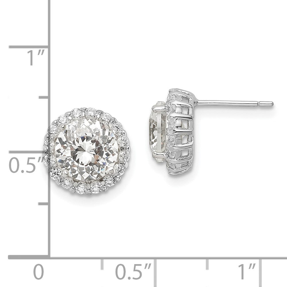 FJC Finejewelers 925 Sterling Silver Button Round CZ Halo Post Earrings 11 mm x 11 mm