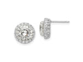 FJC Finejewelers 925 Sterling Silver Button Round CZ Halo Post Earrings 11 mm x 11 mm