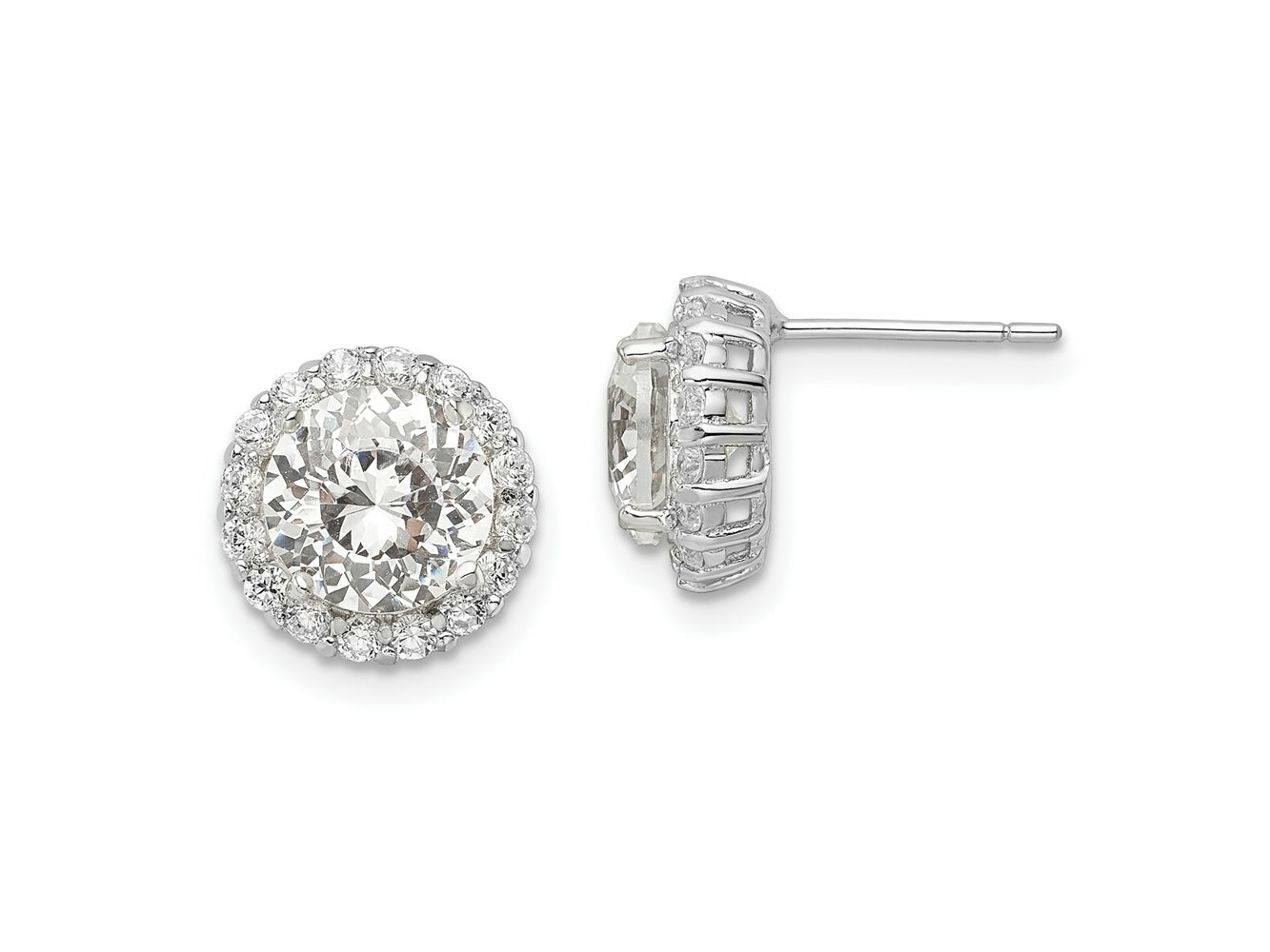 FJC Finejewelers 925 Sterling Silver Button Round CZ Halo Post Earrings 11 mm x 11 mm
