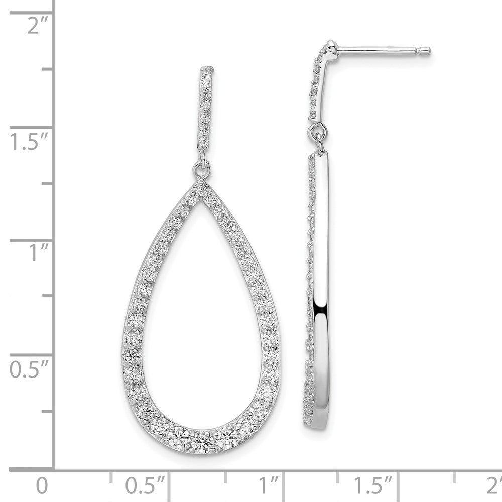 FJC Finejewelers 925 Sterling Silver Rhd-pltd CZ Open Pear Shape Dangle Earrings 42 mm x 17 mm