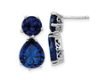 FJC Finejewelers 925 Sterling Silver Blue CZ Post Dangle Earrings 21 mm x 10 mm