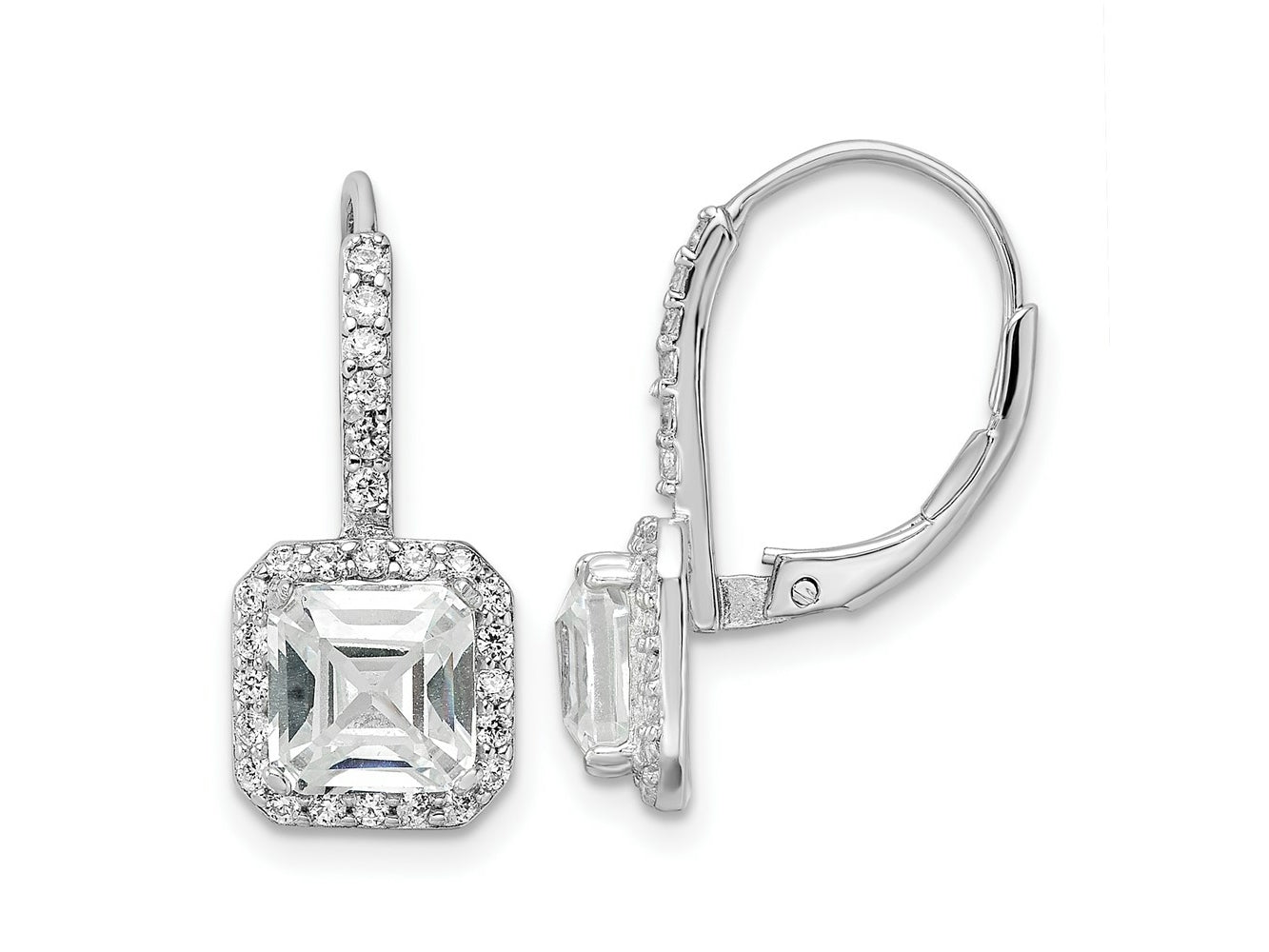 FJC Finejewelers 925 Sterling Silver Dangle  CZ Leverback Earrings 22 mm x 8 mm