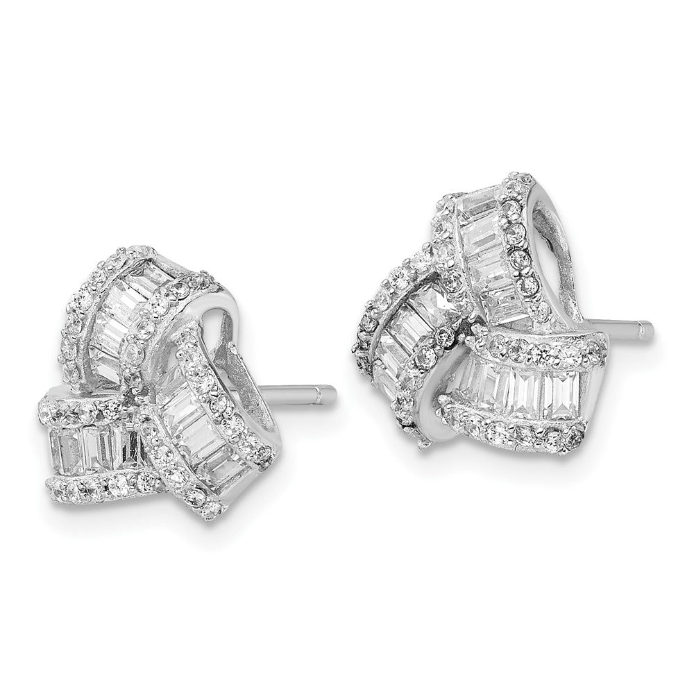 FJC Finejewelers 925 Sterling Silver Button  CZ Love Knot Earrings 12 mm x 12 mm