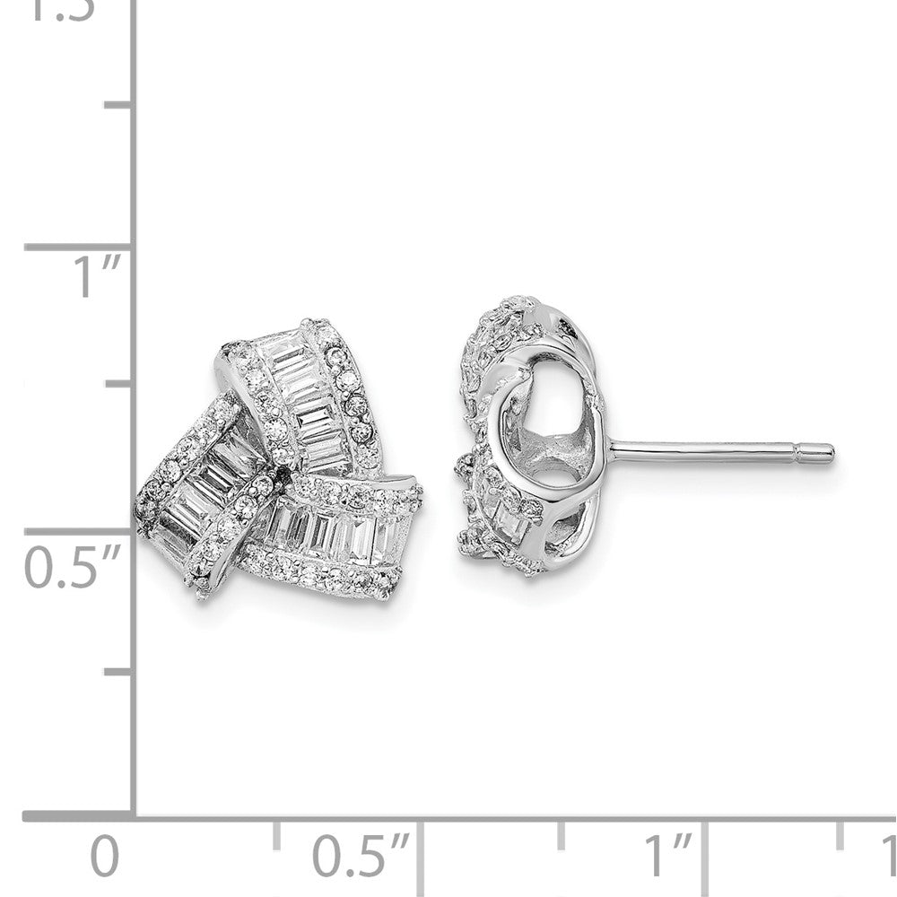 FJC Finejewelers 925 Sterling Silver Button  CZ Love Knot Earrings 12 mm x 12 mm