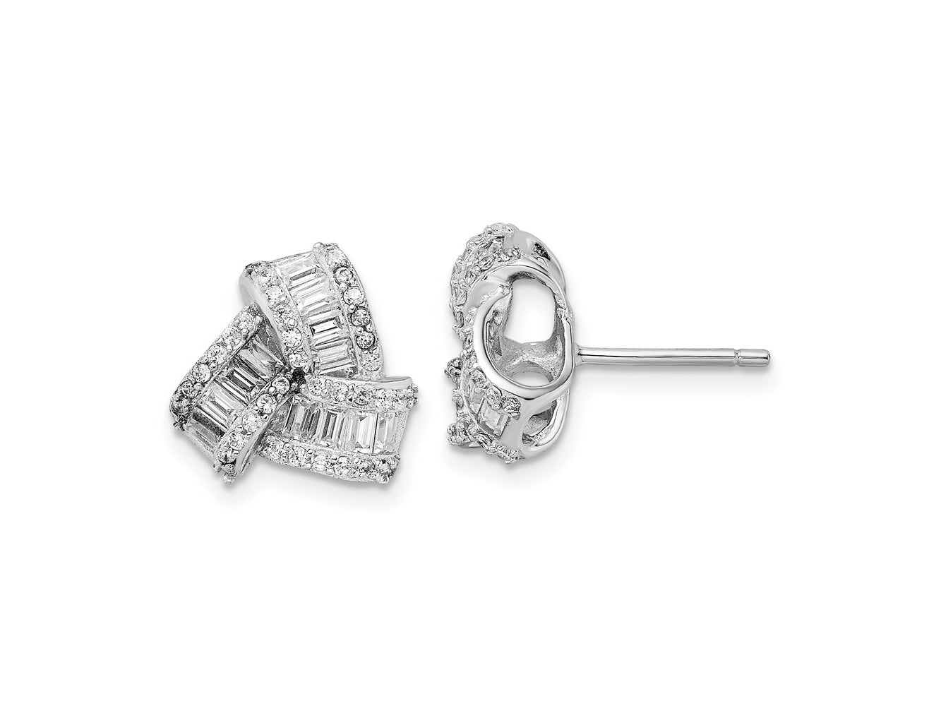 FJC Finejewelers 925 Sterling Silver Button  CZ Love Knot Earrings 12 mm x 12 mm