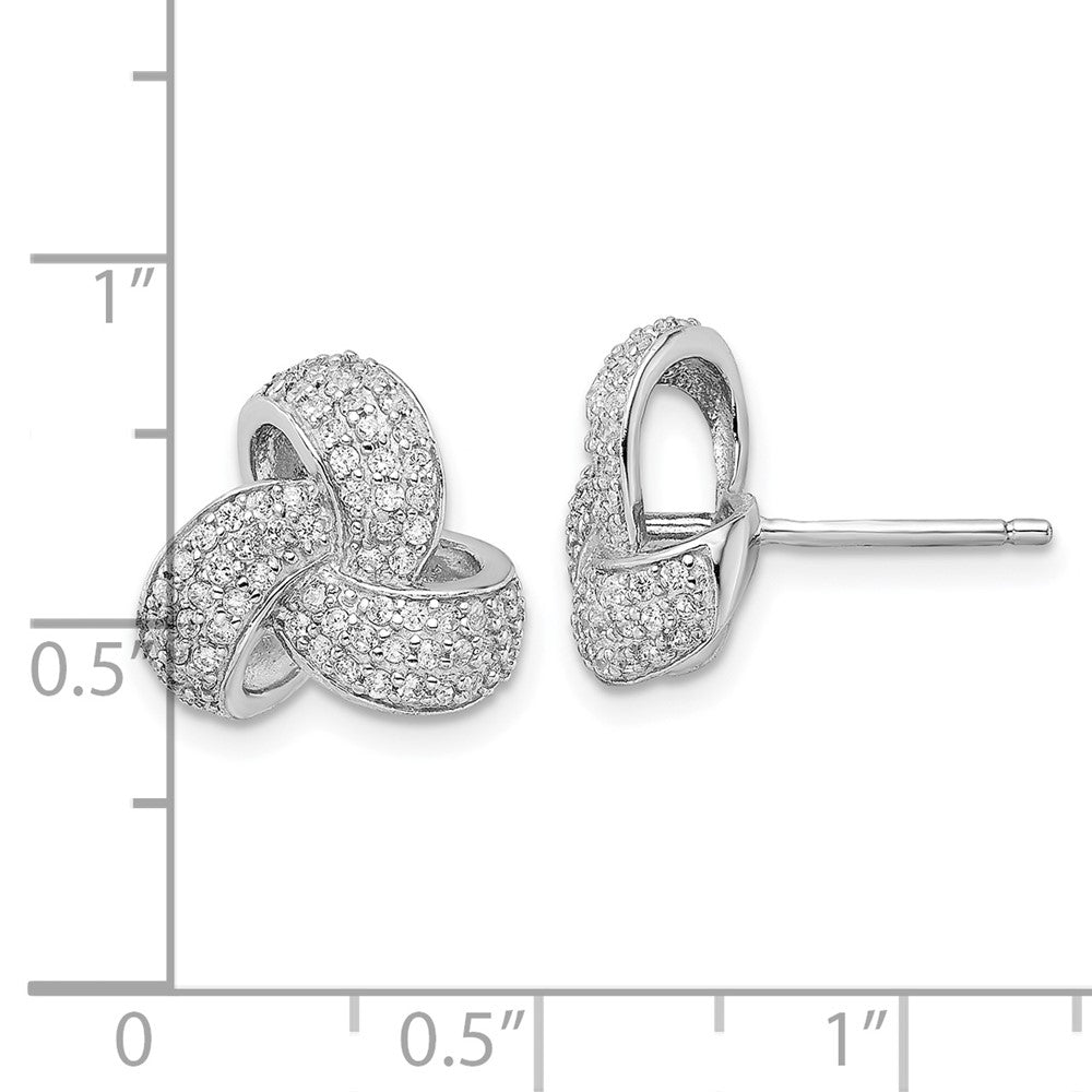 FJC Finejewelers 925 Sterling Silver Button  Pave CZ Love Knot Post Earrings 12 mm x 12 mm