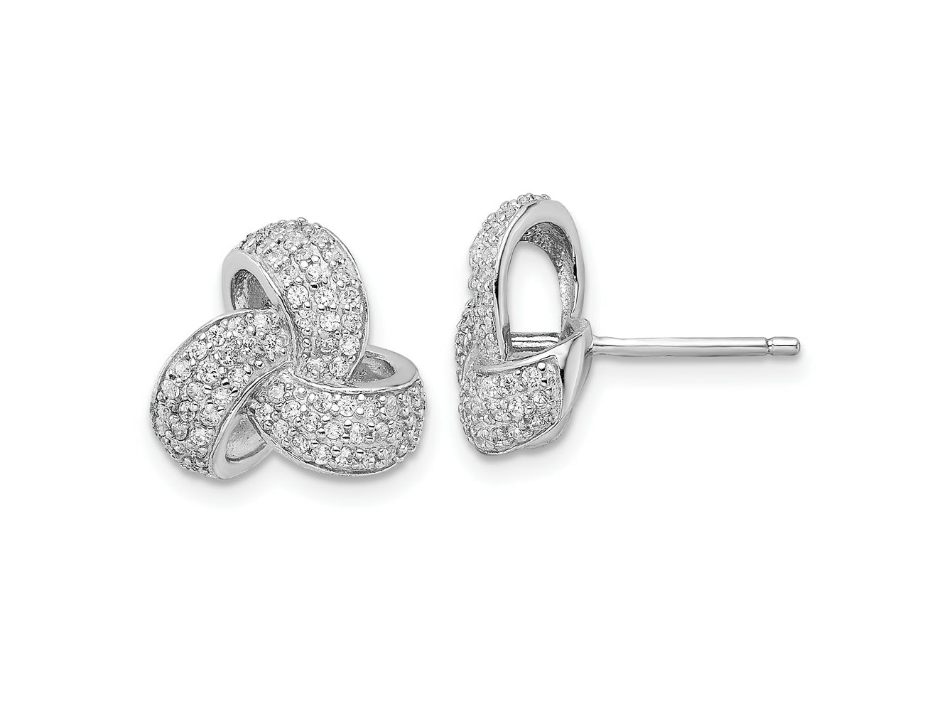 FJC Finejewelers 925 Sterling Silver Button  Pave CZ Love Knot Post Earrings 12 mm x 12 mm