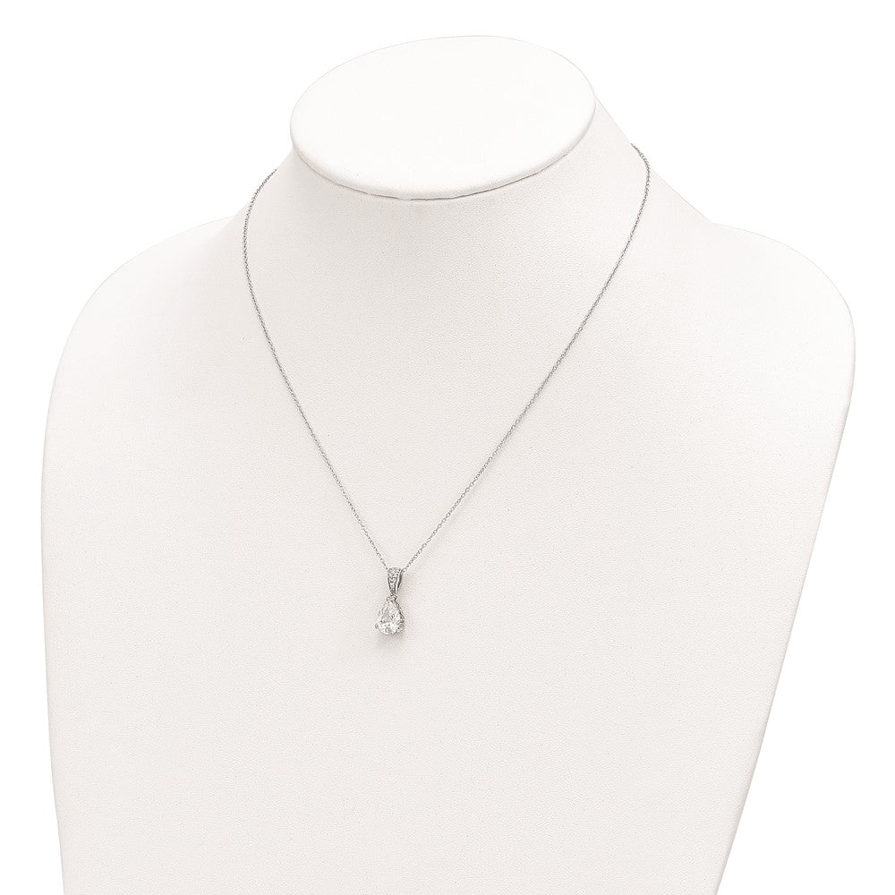 Cheryl M 925 Sterling Silver Cable Fancy Pear CZ Pendant Necklace 18 Inches x 8 mm