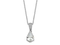 Cheryl M 925 Sterling Silver Cable Fancy Pear CZ Pendant Necklace 18 Inches x 8 mm