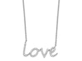 Cheryl M 925 Sterling Silver Rhodium Plated CZ LOVE Necklace 18 Inches x 36 mm