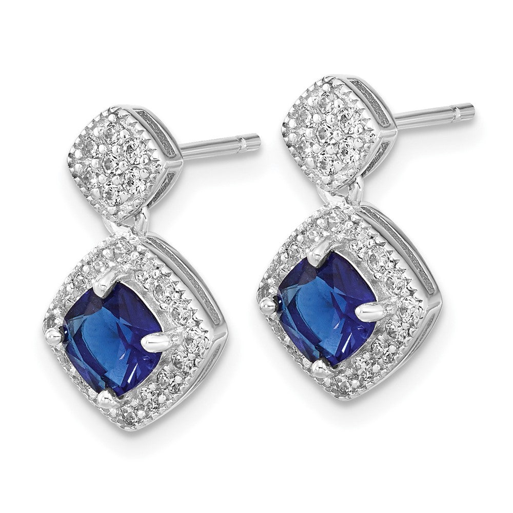 FJC Finejewelers 925 Sterling Silver Blue Glass and CZ Post Dangle Earrings 15 mm x 9 mm
