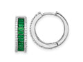 FJC Finejewelers 925 Sterling Silver Green Crystal and CZ Round Hinged Hoop Earrings 18 mm x 5 mm