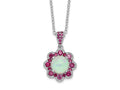 Cheryl M 925 Sterling Silver Created Opal and Red Nano Crystal Flower Necklace 18 Inches x 14 mm