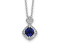 Cheryl M 925 Sterling Silver Rhodium Plated Blue Glass and CZ Necklace 18 Inches x 10 mm