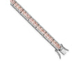 Cheryl M 925 Sterling Silver Fancy Pink Nano Crystal and CZ Bracelet 7.25 Inches x 5.6 mm