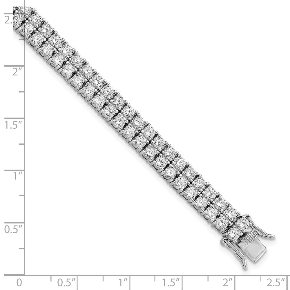 Cheryl M 925 Sterling Silver Rhodium Plated CZ Two Row Tennis Bracelet 7.5 Inches x 6.5 mm