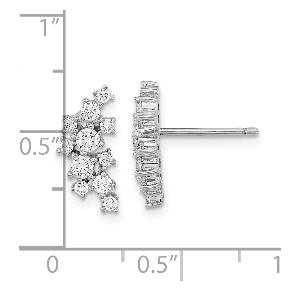 FJC Finejewelers 925 Sterling Silver Button CZ Cluster Post Earrings 13 mm x 6 mm