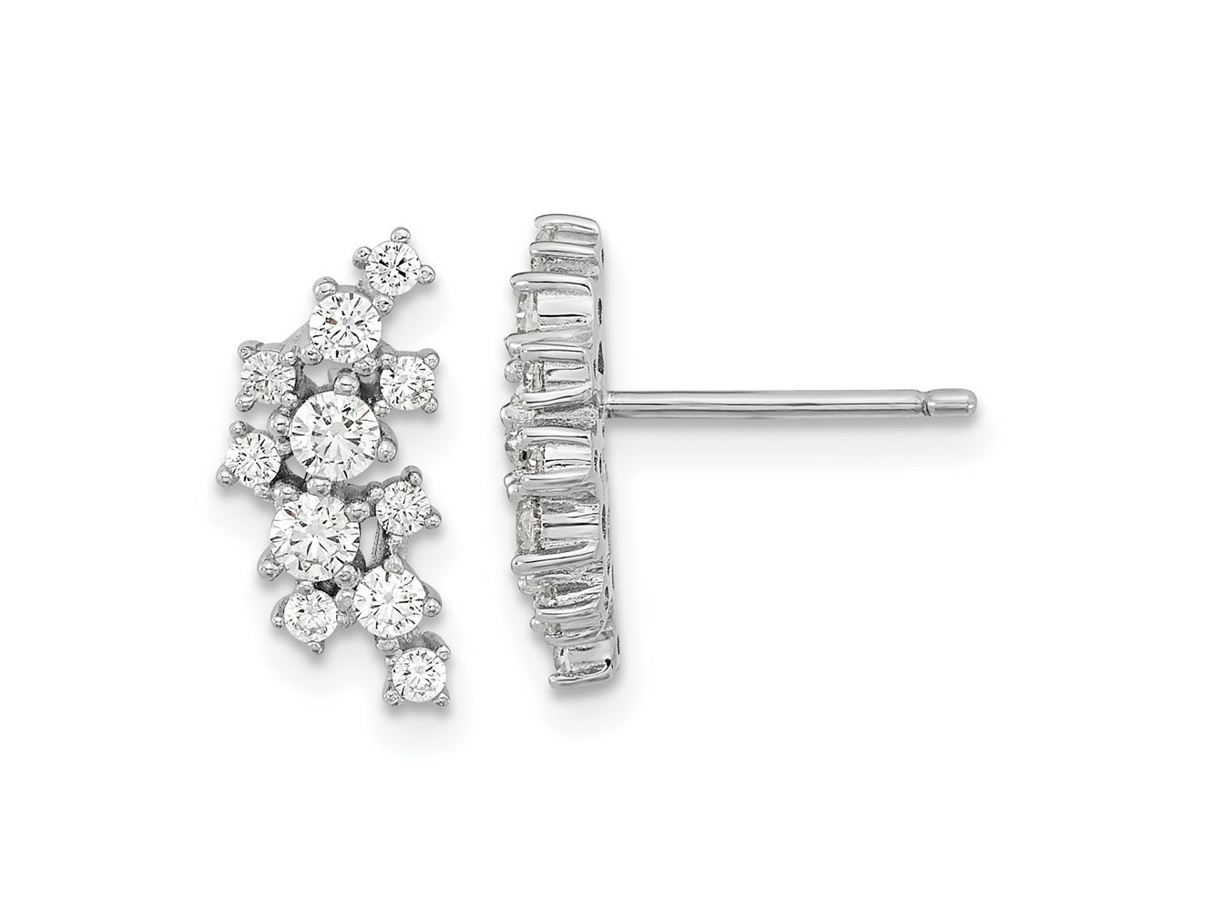 FJC Finejewelers 925 Sterling Silver Button CZ Cluster Post Earrings 13 mm x 6 mm