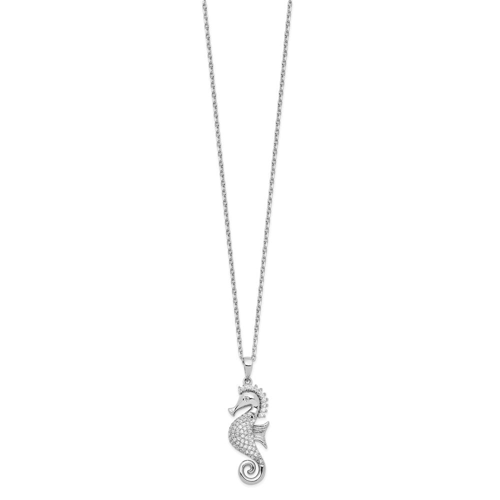 Cheryl M 925 Sterling Silver CZ Seahorse Necklace 18 Inches x 10 mm