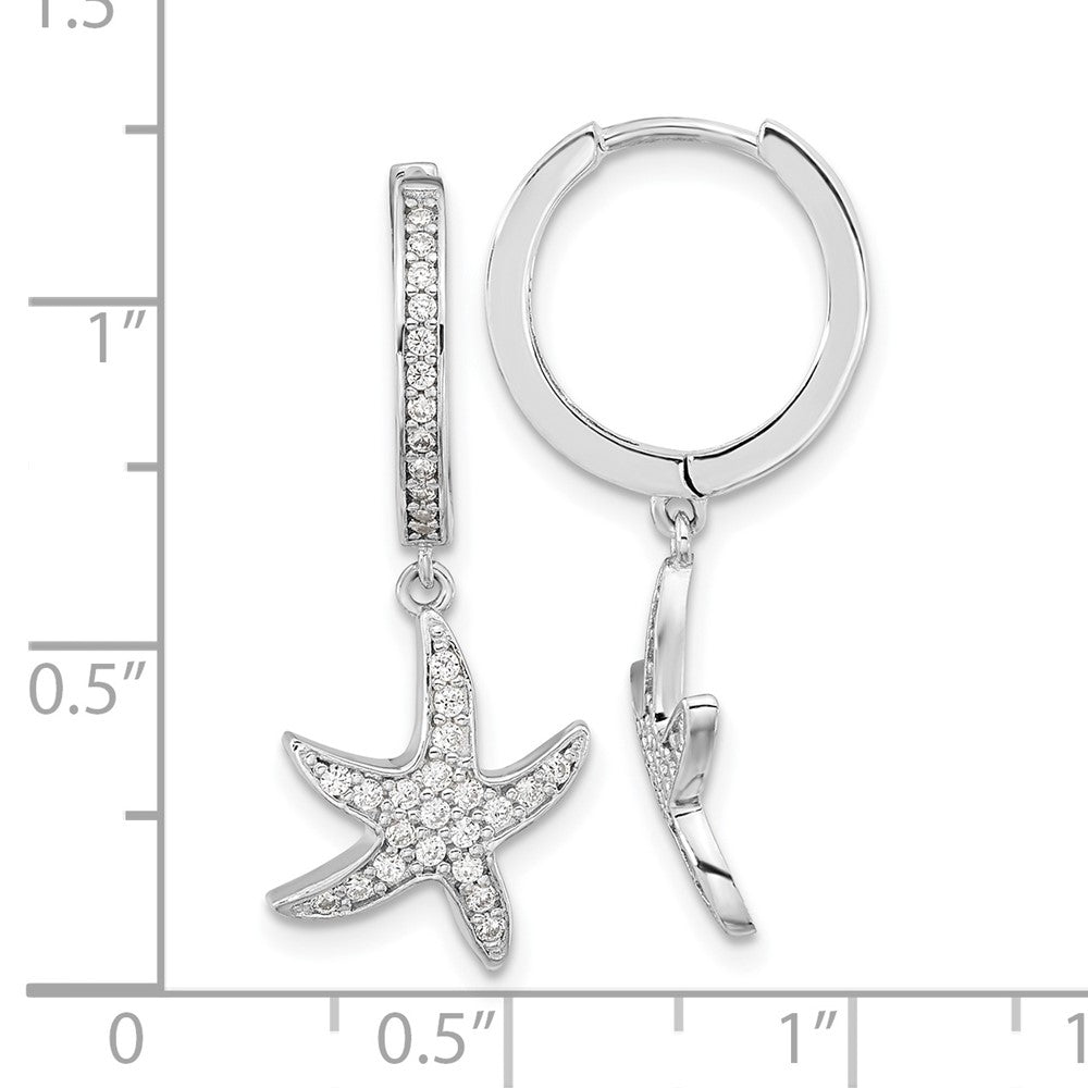 FJC Finejewelers 925 Sterling Silver CZ Starfish Hoop Dangle Earrings 28 mm x 11 mm