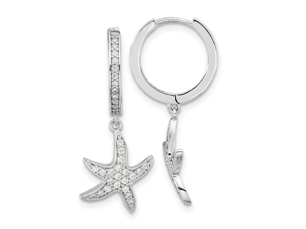 FJC Finejewelers 925 Sterling Silver CZ Starfish Hoop Dangle Earrings 28 mm x 11 mm