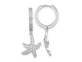 FJC Finejewelers 925 Sterling Silver CZ Starfish Hoop Dangle Earrings 28 mm x 11 mm