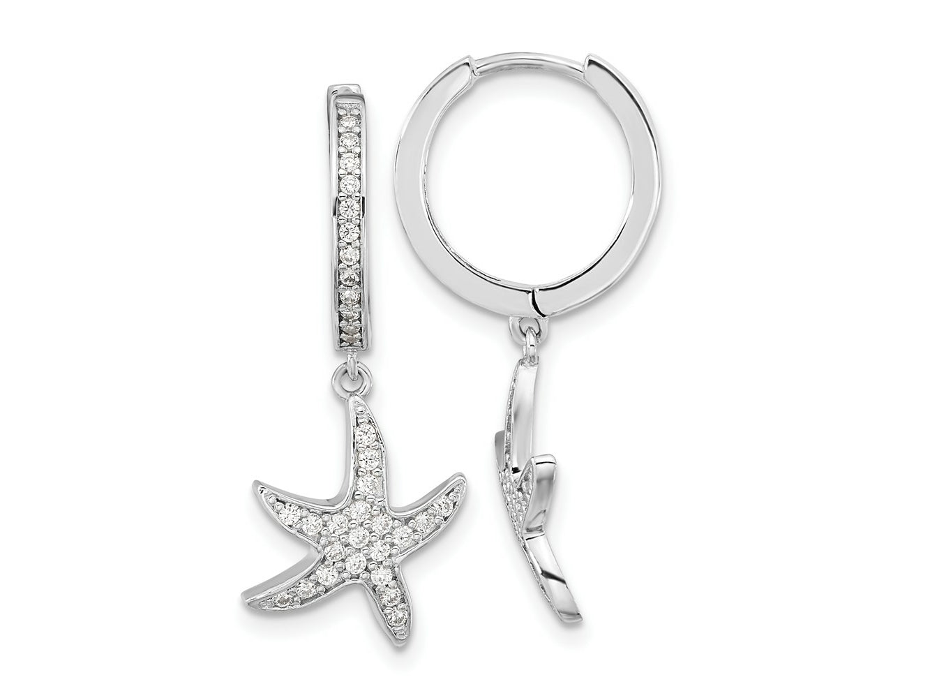 FJC Finejewelers 925 Sterling Silver CZ Starfish Hoop Dangle Earrings 28 mm x 11 mm