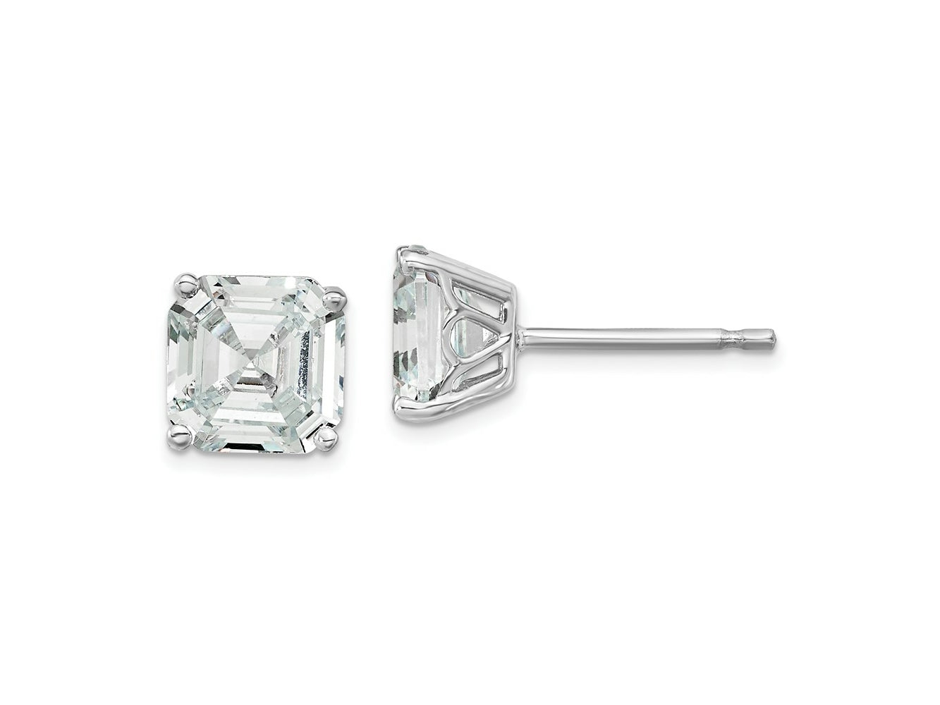 FJC Finejewelers 925 Sterling Silver Stud Square CZ Post Earrings 7 mm x 7 mm